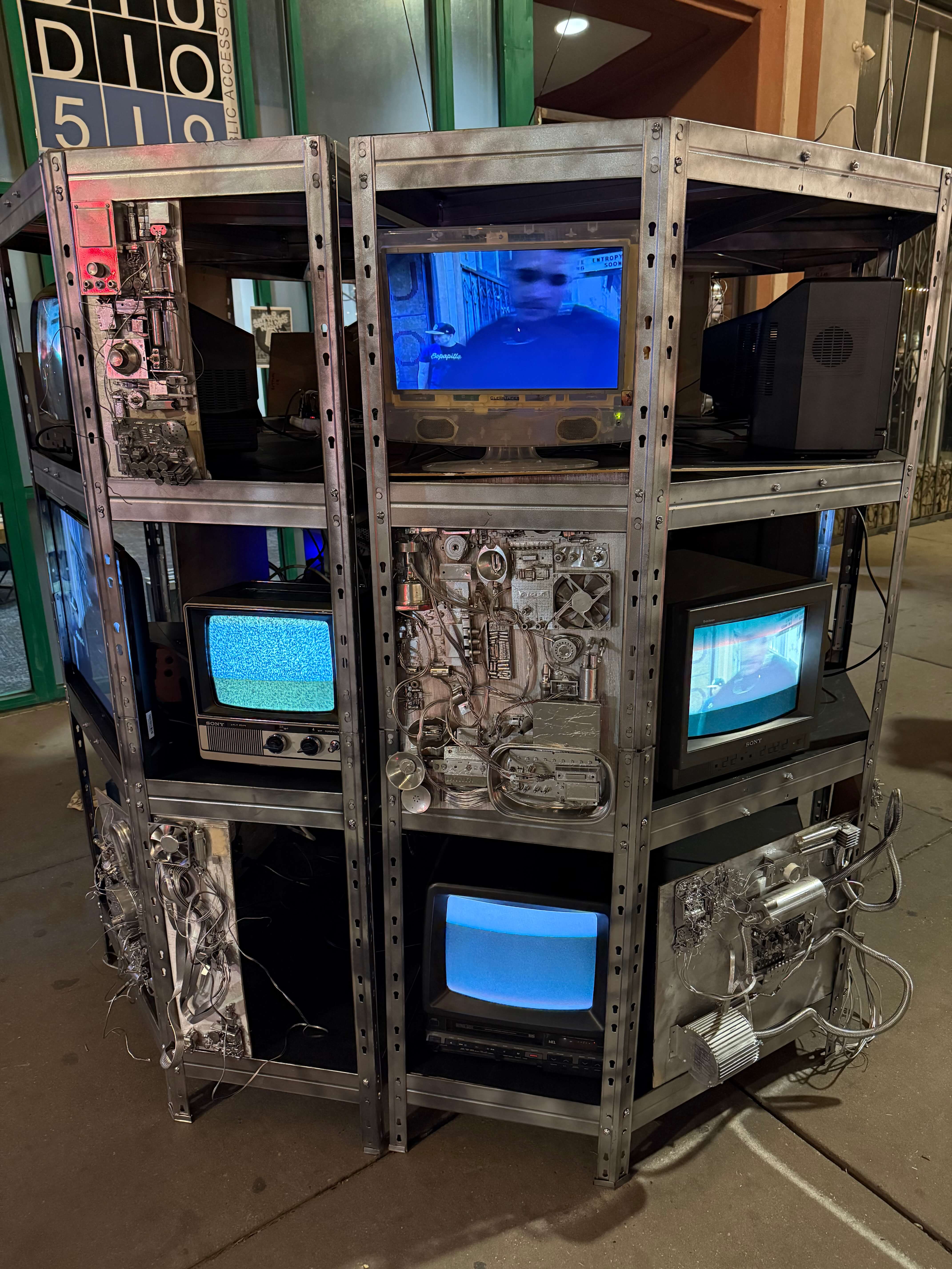 Tower of Cower II installation with CRT and LED monitors